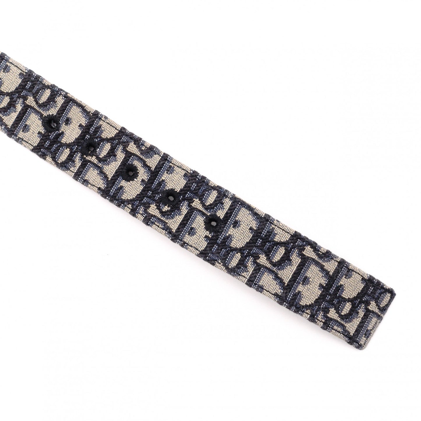 DIOR Dior Jacquard Dior Oblique Belt, Canvas and Leather, Navy, Size 90