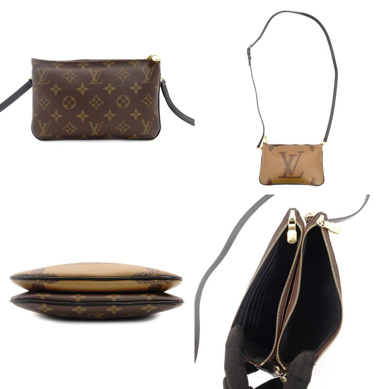 Louis Vuitton Giant Monogram Shoulder Bag Brown Logo Leather PVC 7-3-985