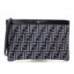 FENDI Zucca Medium Clutch Bag Navy × Black Canvas FF Logo 7N0134 R801561