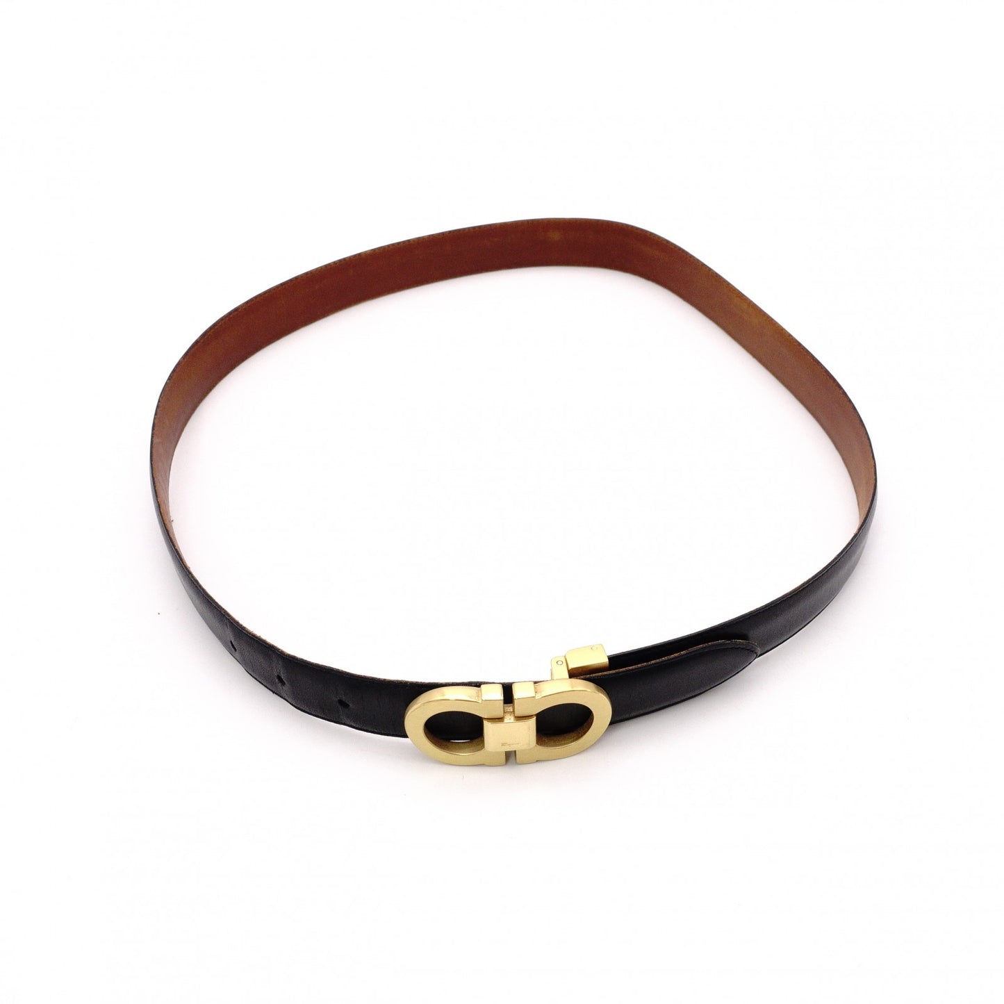 Salvatore Ferragamo Reversible Double Gancini Belt, Leather, Black