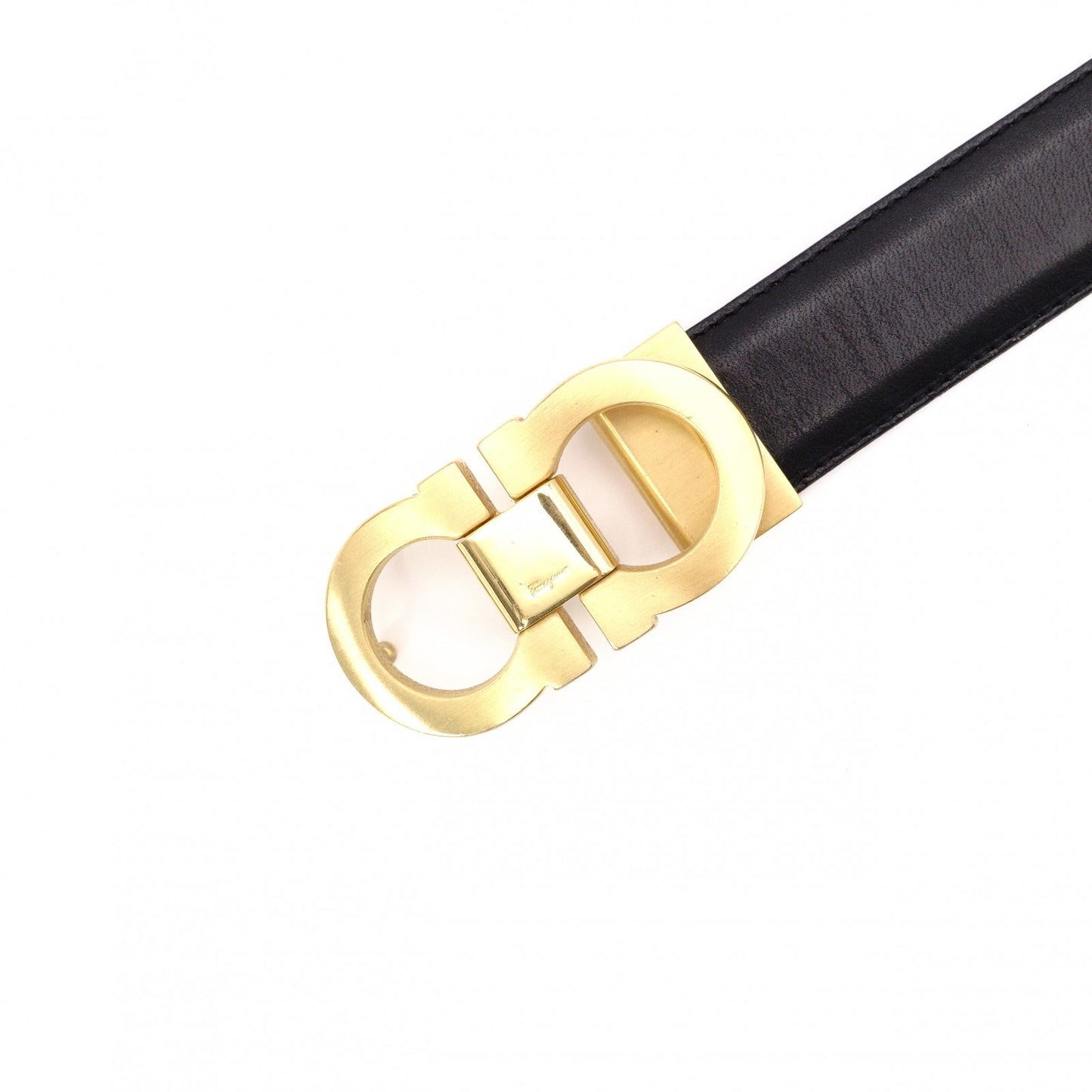 Salvatore Ferragamo Reversible Double Gancini Belt, Leather, Black