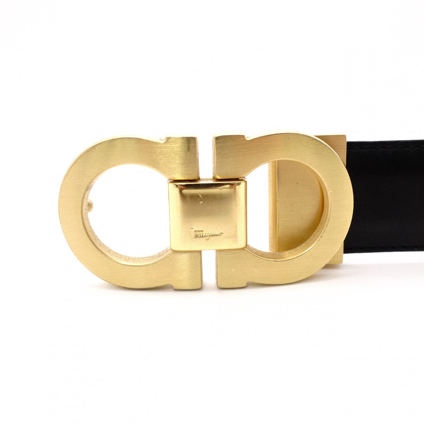 Salvatore Ferragamo Reversible Double Gancini Belt, Leather, Black