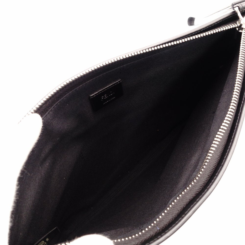 FENDI Zucca Medium Clutch Bag Navy × Black Canvas FF Logo 7N0134 R801561