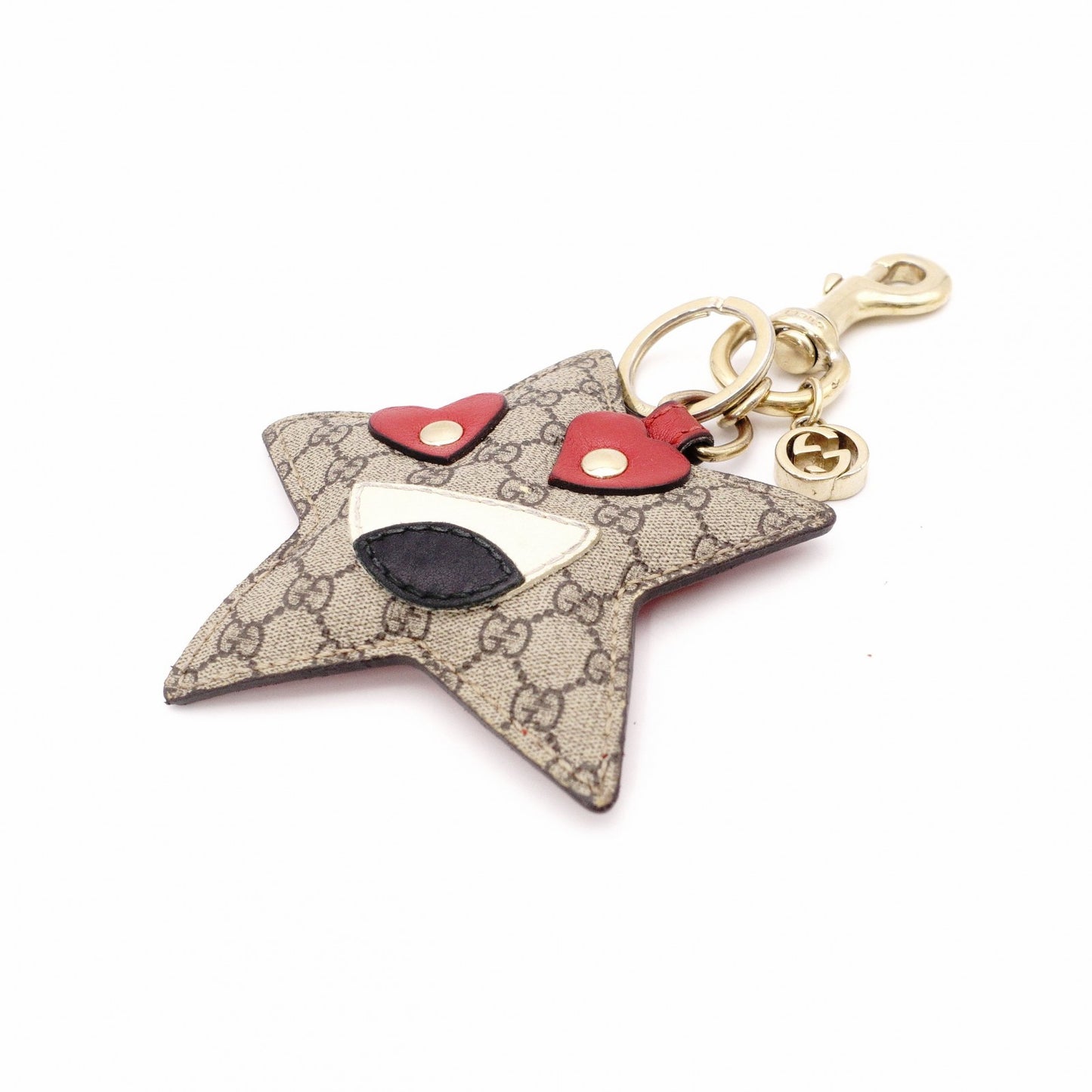 GUCCI Star Motif GG Pattern Charm, Metal/PVC, Beige