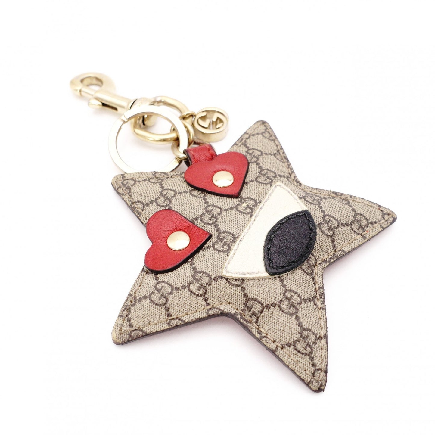 GUCCI Star Motif GG Pattern Charm, Metal/PVC, Beige