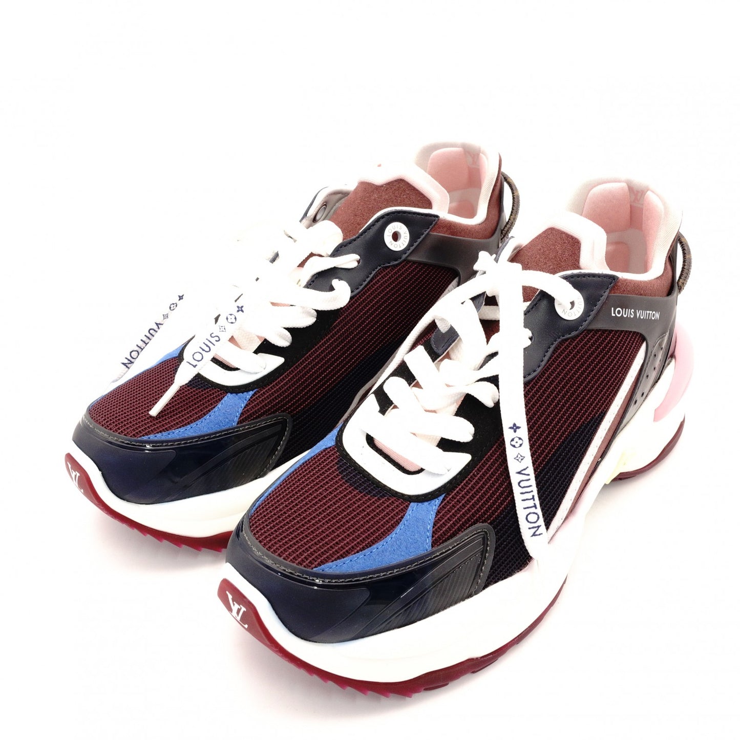 Louis Vuitton LOUIS VUITTON Run 55 Line Sneakers EU38 Approx. 24–9.6" Bordeaux × Pink Women's R801459