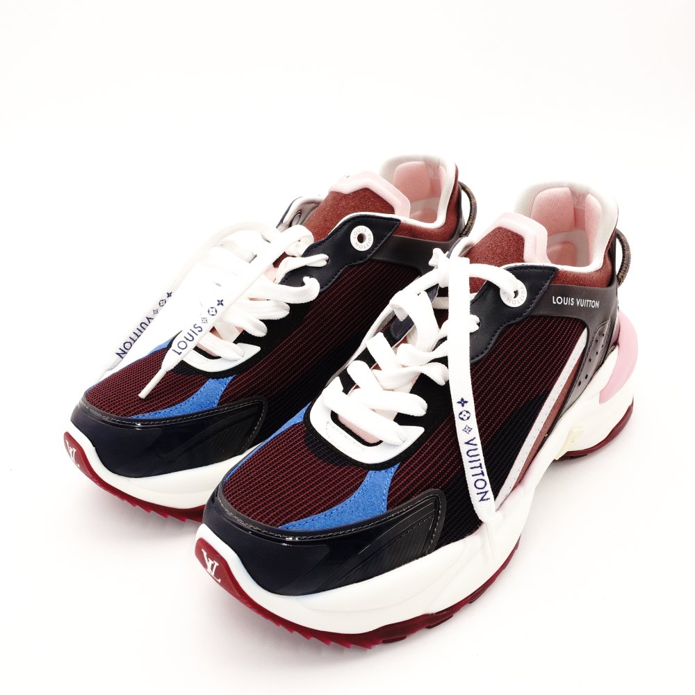 Louis Vuitton LOUIS VUITTON Run 55 Line Sneakers EU38 Approx. 24–9.6" Bordeaux × Pink Women's R801459