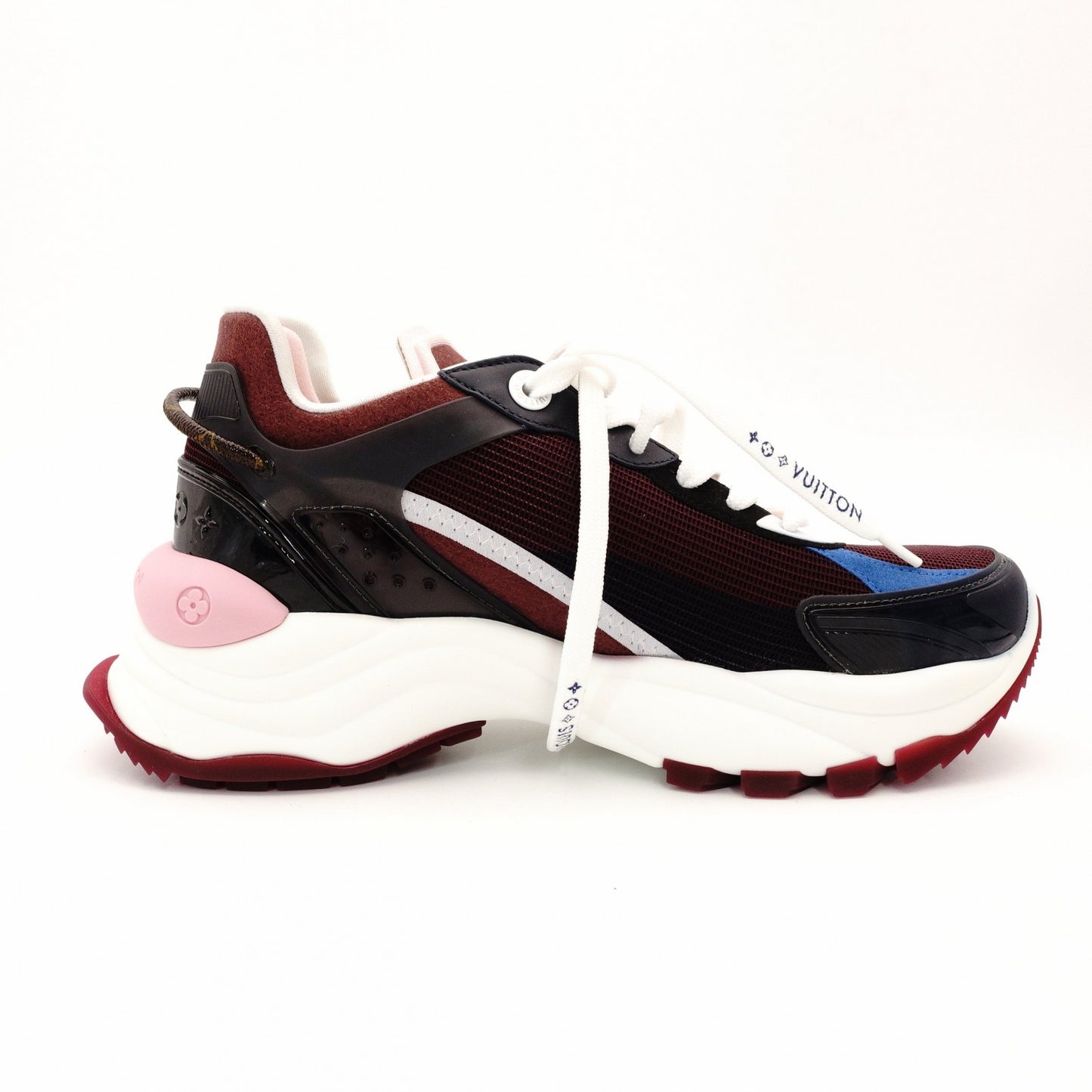 Louis Vuitton LOUIS VUITTON Run 55 Line Sneakers EU38 Approx. 24–9.6" Bordeaux × Pink Women's R801459