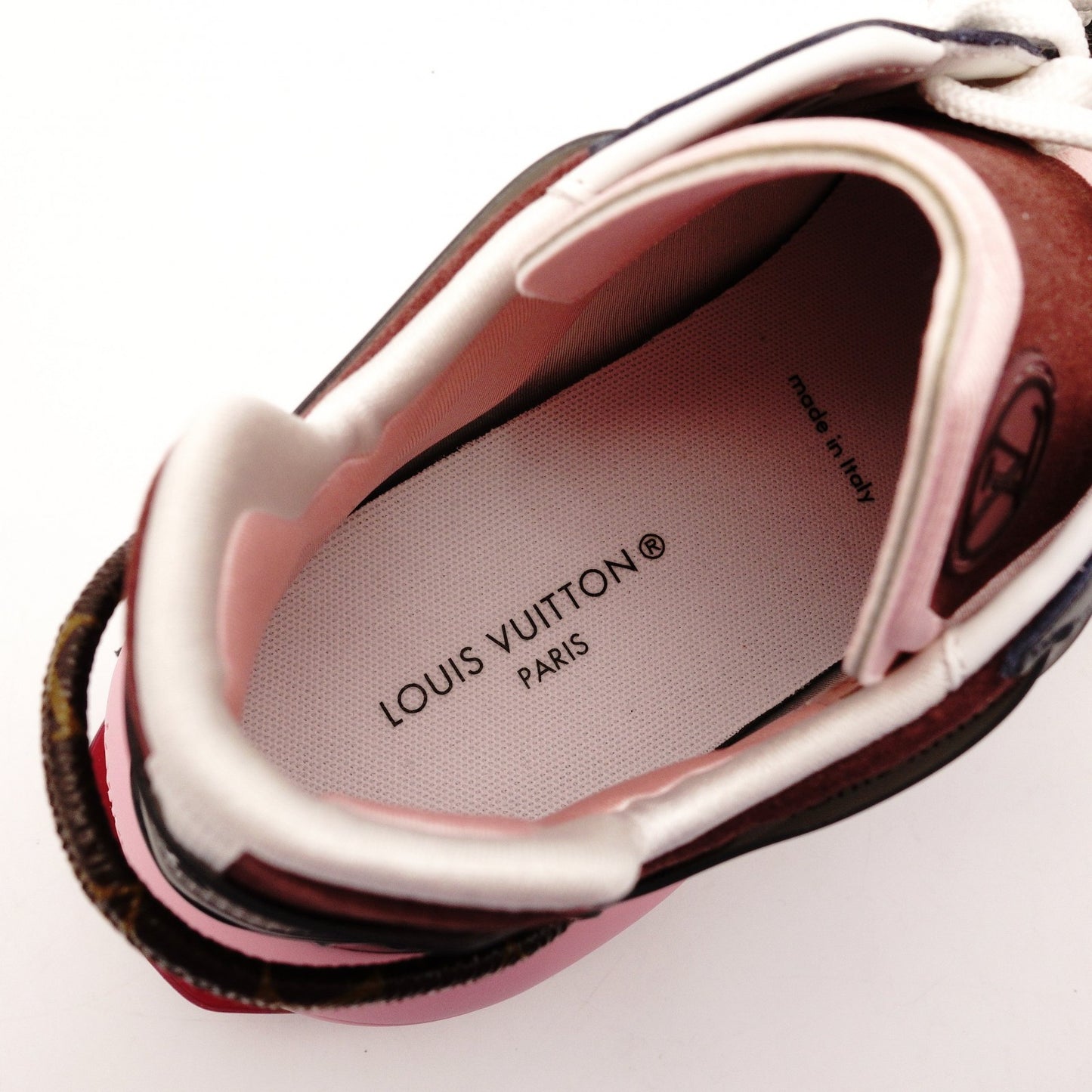 Louis Vuitton LOUIS VUITTON Run 55 Line Sneakers EU38 Approx. 24–9.6" Bordeaux × Pink Women's R801459