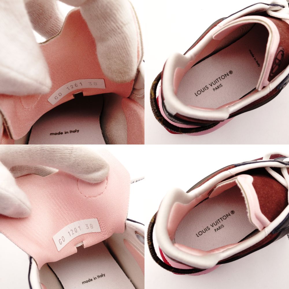 Louis Vuitton LOUIS VUITTON Run 55 Line Sneakers EU38 Approx. 24–9.6" Bordeaux × Pink Women's R801459