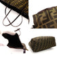 FENDI Zucca Tote Bag Brown-Tone Cotton × Leather with Pouch Shoulder Bag FF Logo R801155