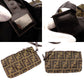 FENDI Zucca Tote Bag Brown-Tone Cotton × Leather with Pouch Shoulder Bag FF Logo R801155