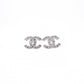 CHANEL Earrings, Metal, Rhinestones, Silver, CC Logo, Comes with Box
