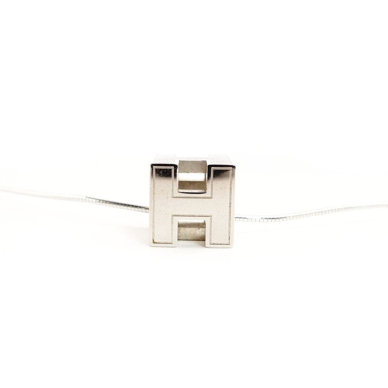Hermès HERMES Cage d'Or H Cube Necklace Blue × Silver H Logo With Box 7-9-418