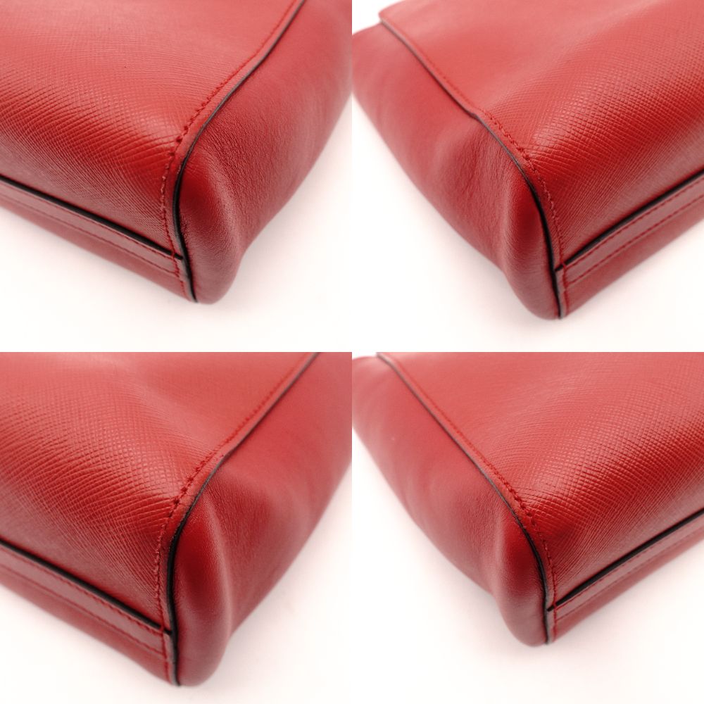PRADA Saffiano Leather Handbag Red Leather 2-Way Red Gold Hardware Crossbody R801479