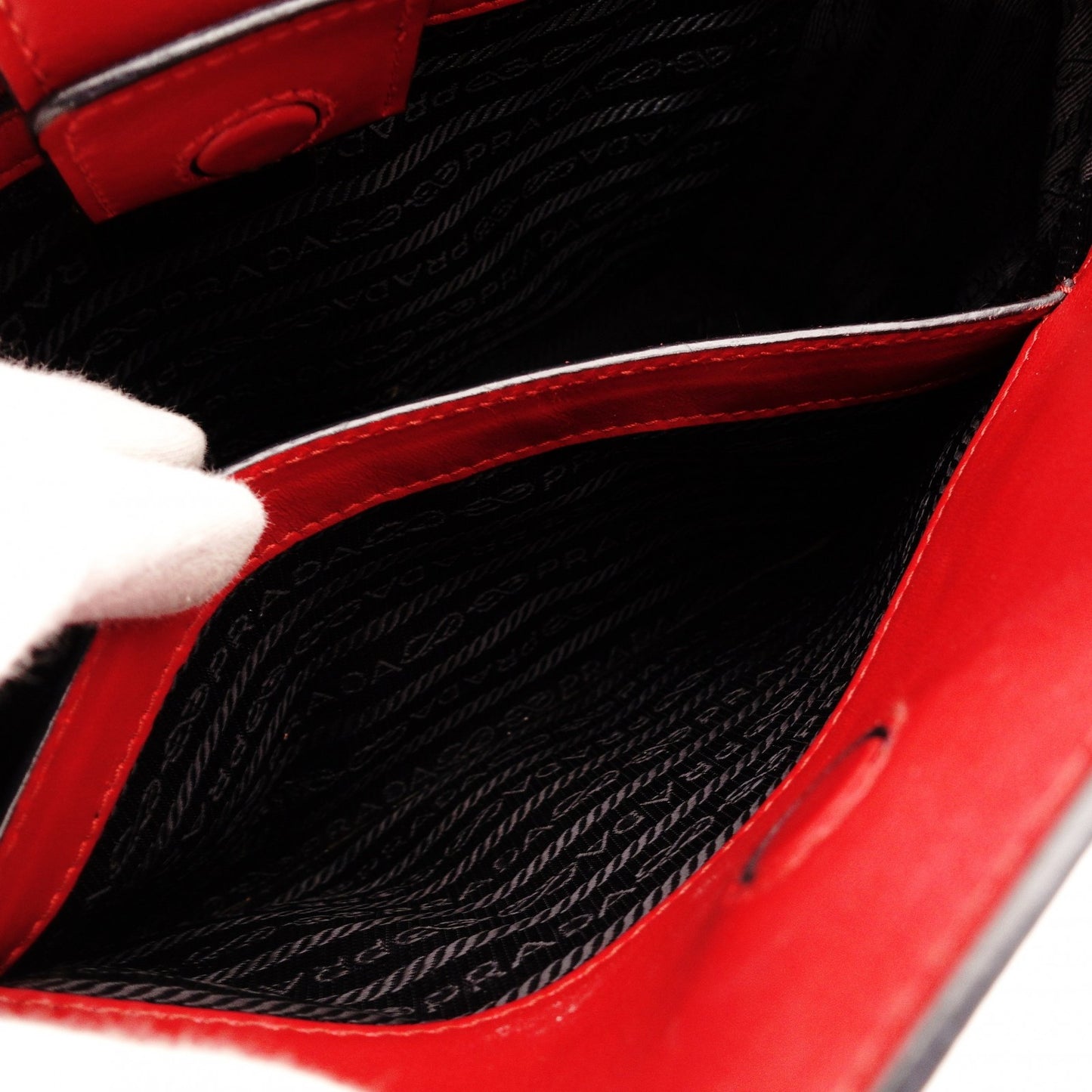 PRADA Saffiano Leather Handbag Red Leather 2-Way Red Gold Hardware Crossbody R801479