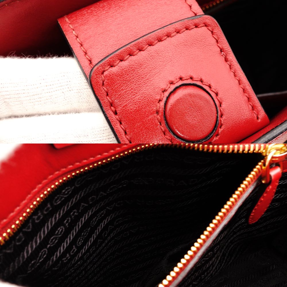 PRADA Saffiano Leather Handbag Red Leather 2-Way Red Gold Hardware Crossbody R801479