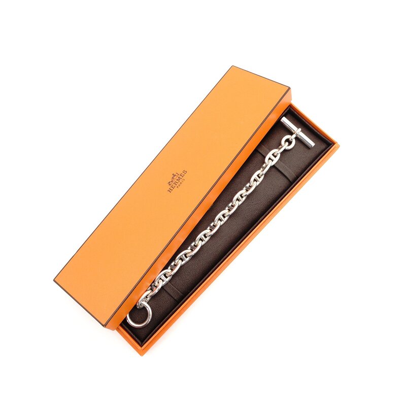 HERMES Chaîne d'Ancre Bracelet 16 Links Silver Bangle Sterling Silver 925 Approx. 58g 6-10-972