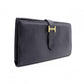 HERMES Béan Soufflé Long Wallet, Leather, Black, Epson, Gold Hardware, □J Stamped