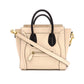 CELINE Luggage Nano Shopper Handbag, Leather, Beige/Black, 2-Way Crossbody