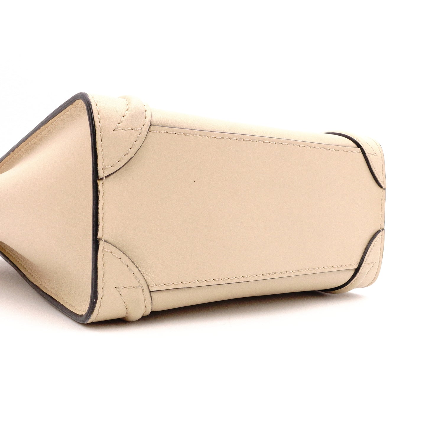 CELINE Luggage Nano Shopper Handbag, Leather, Beige/Black, 2-Way Crossbody