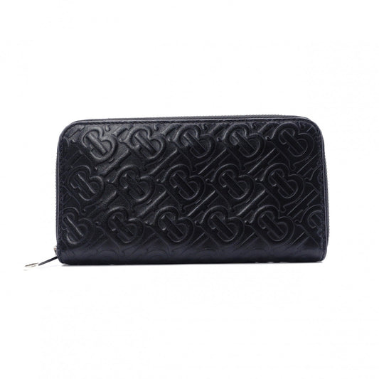 BURBERRY TB Monogram Long Wallet, Leather, Black