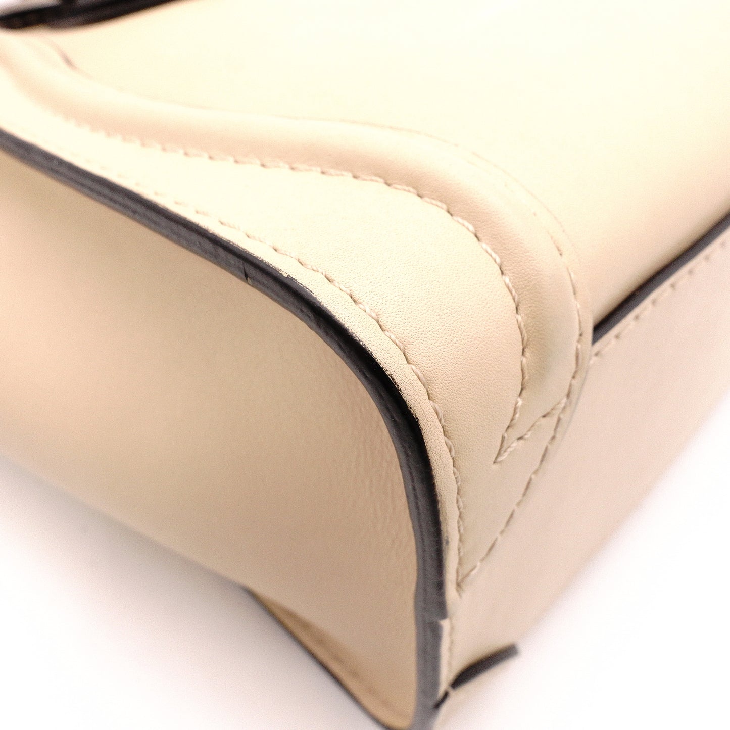CELINE Luggage Nano Shopper Handbag, Leather, Beige/Black, 2-Way Crossbody