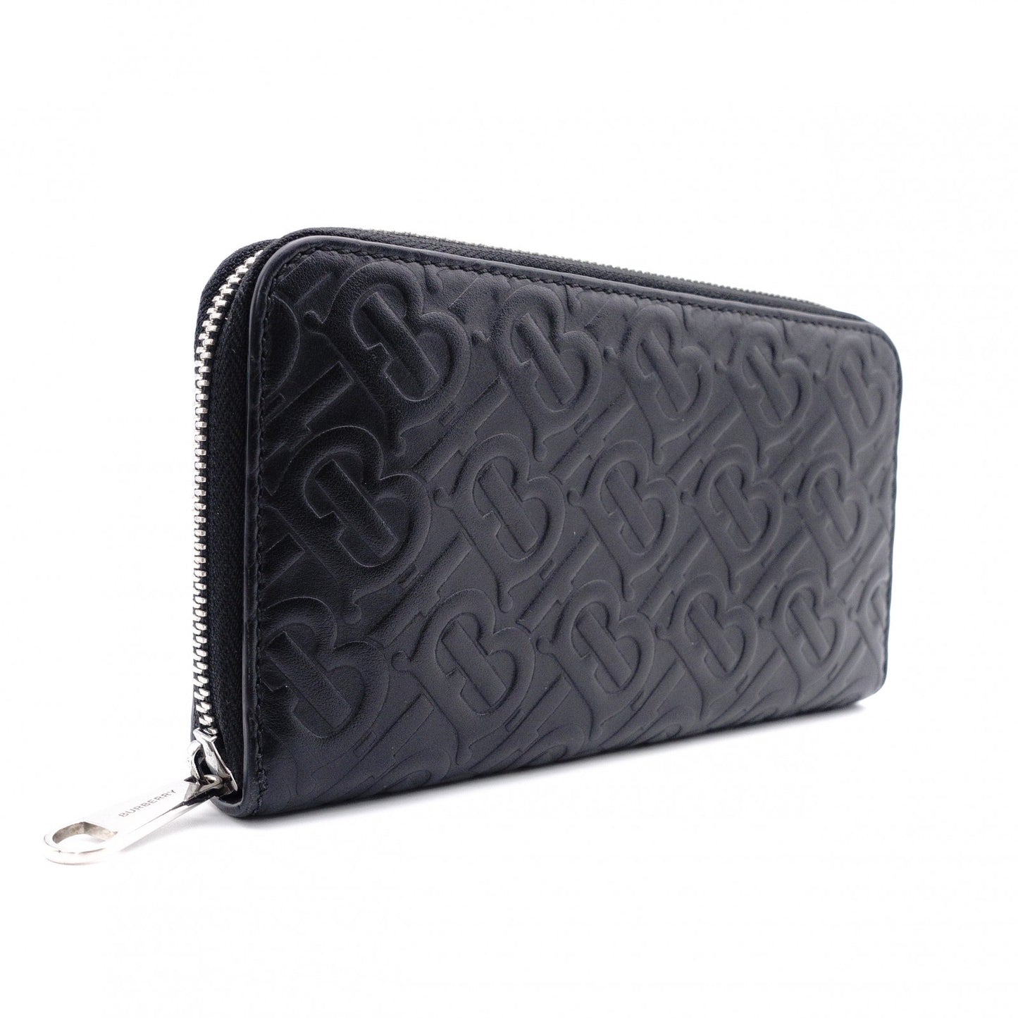 BURBERRY TB Monogram Long Wallet, Leather, Black
