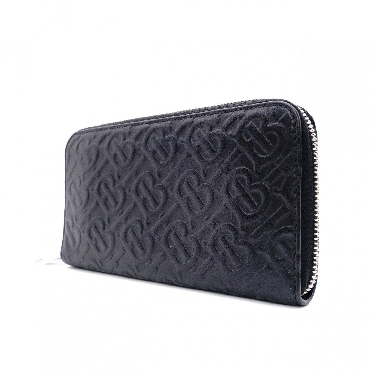 BURBERRY TB Monogram Long Wallet, Leather, Black