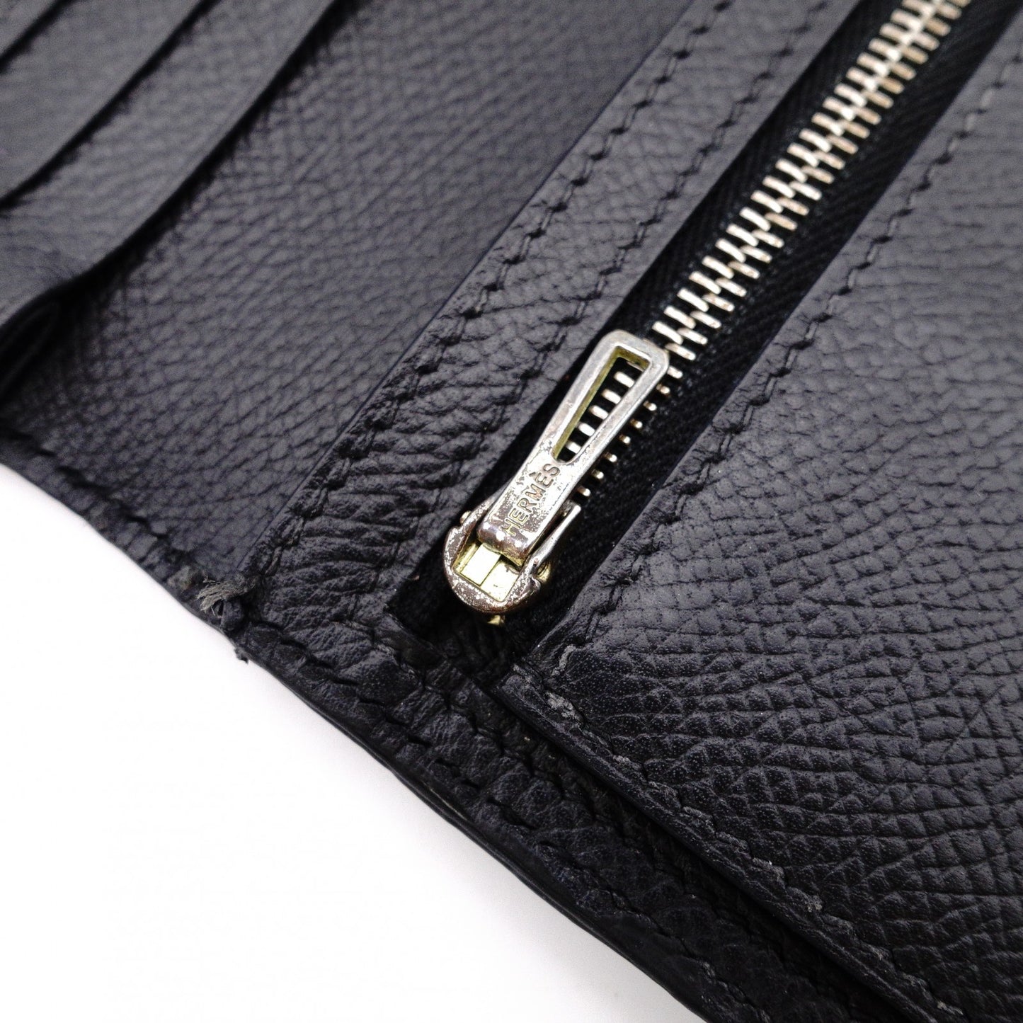 HERMES Béan Soufflé Long Wallet, Leather, Black, Epson, Gold Hardware, □J Stamped