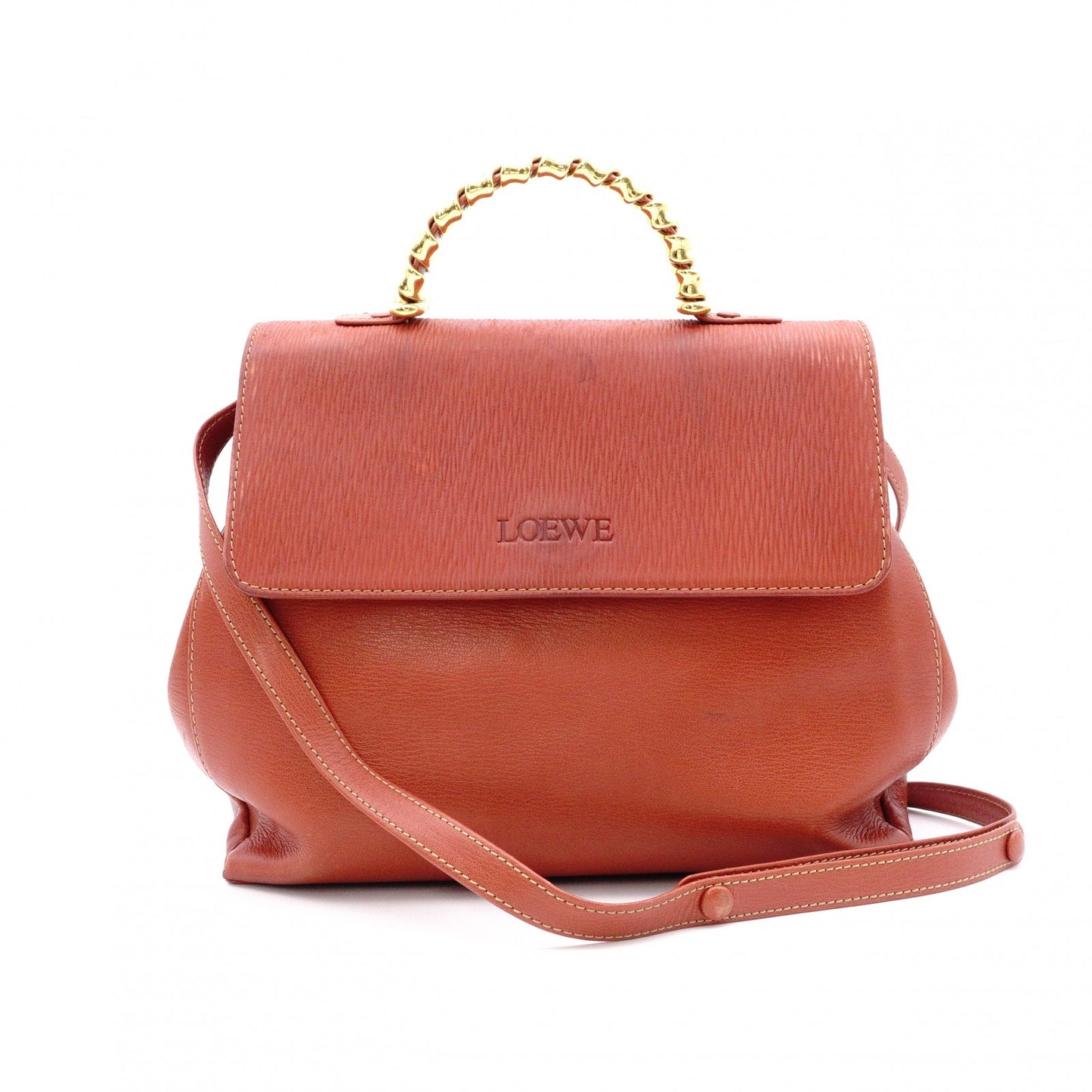LOEWE Velázquez Handbag, Leather, Orange, 2-way, Gold Hardware, Vintage, Shoulder Bag