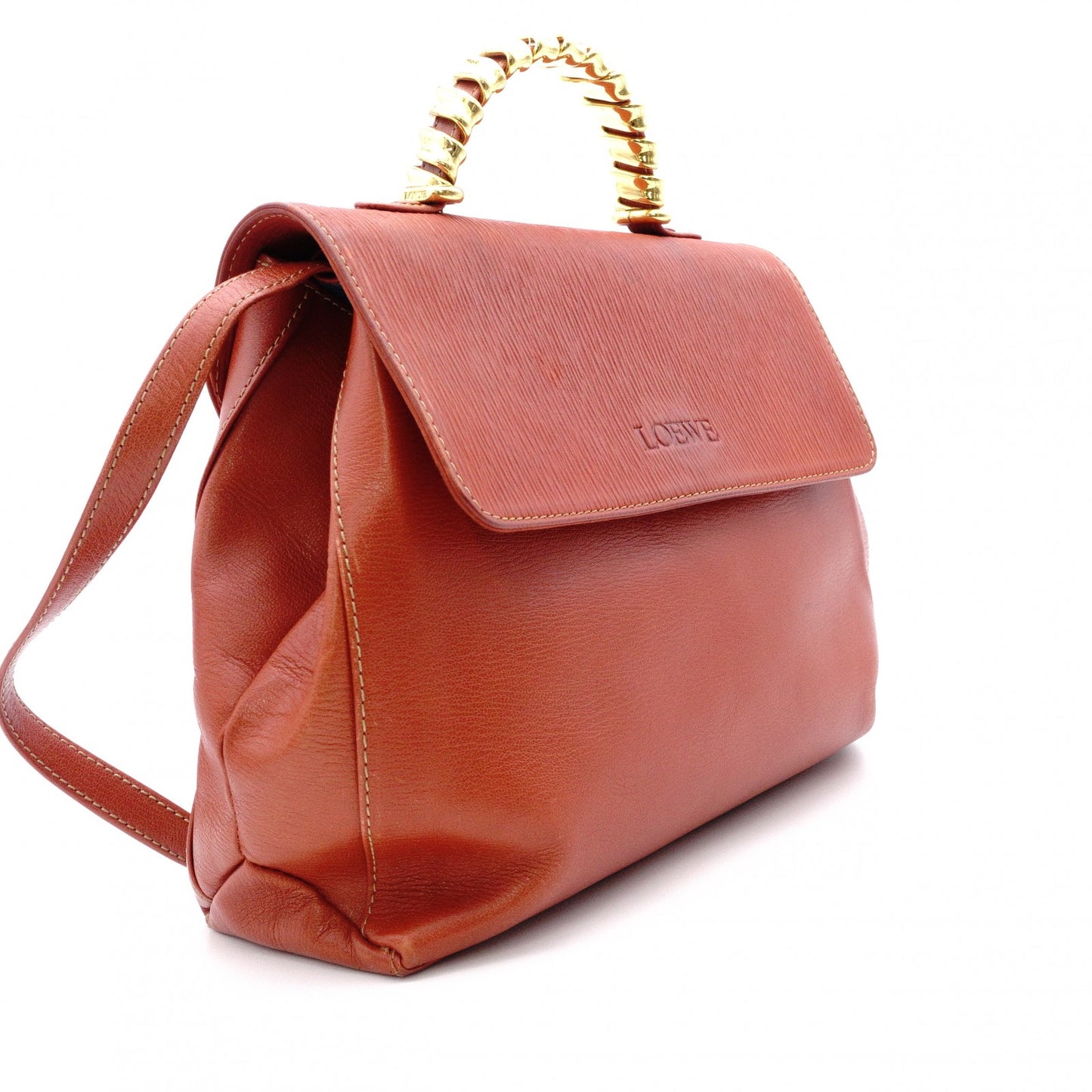 LOEWE Velázquez Handbag, Leather, Orange, 2-way, Gold Hardware, Vintage, Shoulder Bag