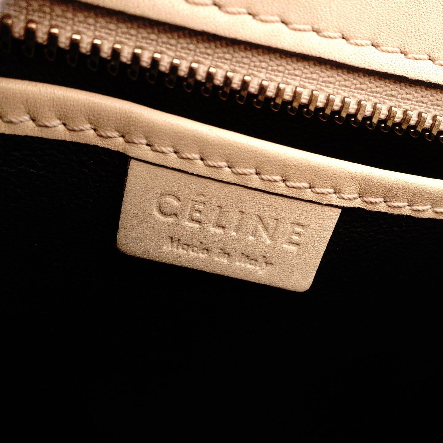 CELINE Luggage Nano Shopper Handbag, Leather, Beige/Black, 2-Way Crossbody