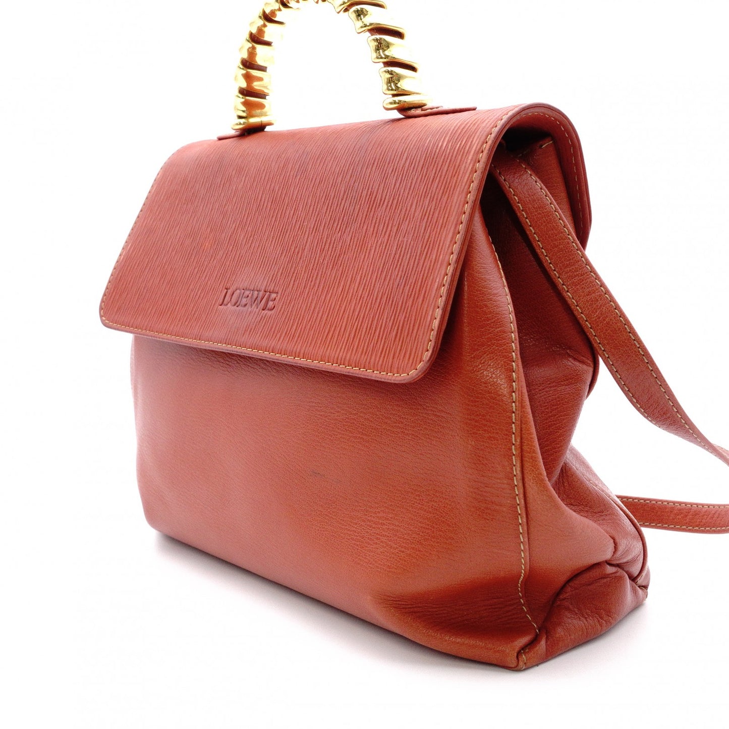LOEWE Velázquez Handbag, Leather, Orange, 2-way, Gold Hardware, Vintage, Shoulder Bag