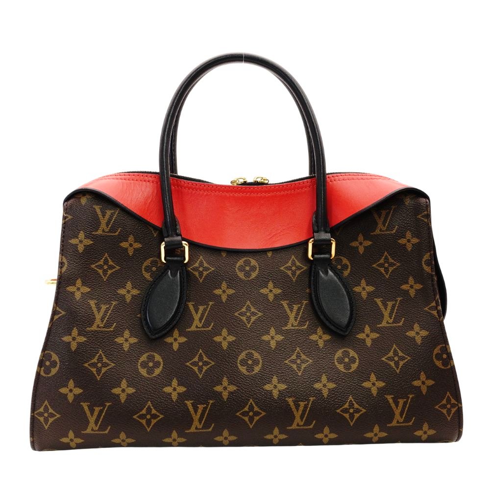 LOUIS VUITTON Tuileries Tote Bag 2-Way Brown × Red Handbag PVC Leather Monogram R801370