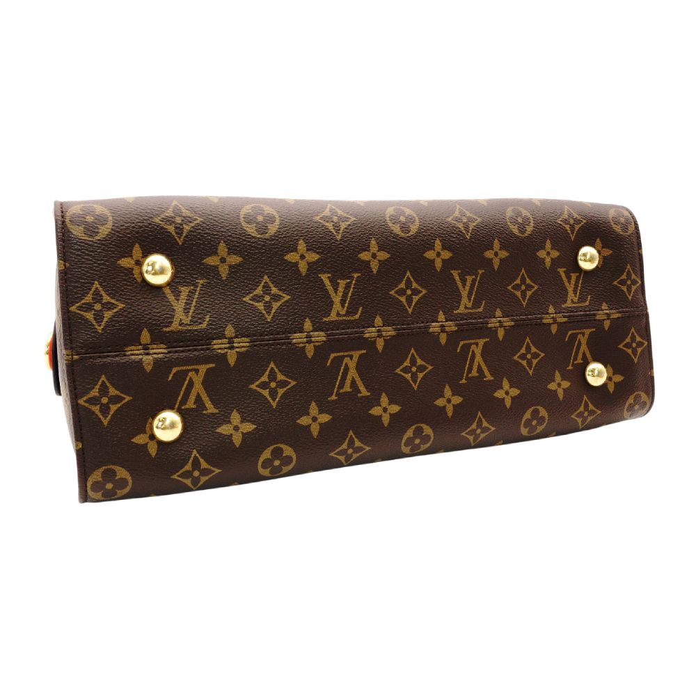 LOUIS VUITTON Tuileries Tote Bag 2-Way Brown × Red Handbag PVC Leather Monogram R801370