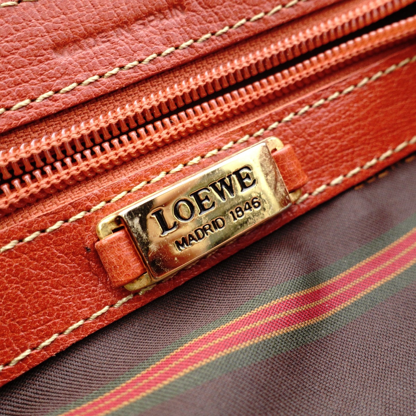 LOEWE Velázquez Handbag, Leather, Orange, 2-way, Gold Hardware, Vintage, Shoulder Bag