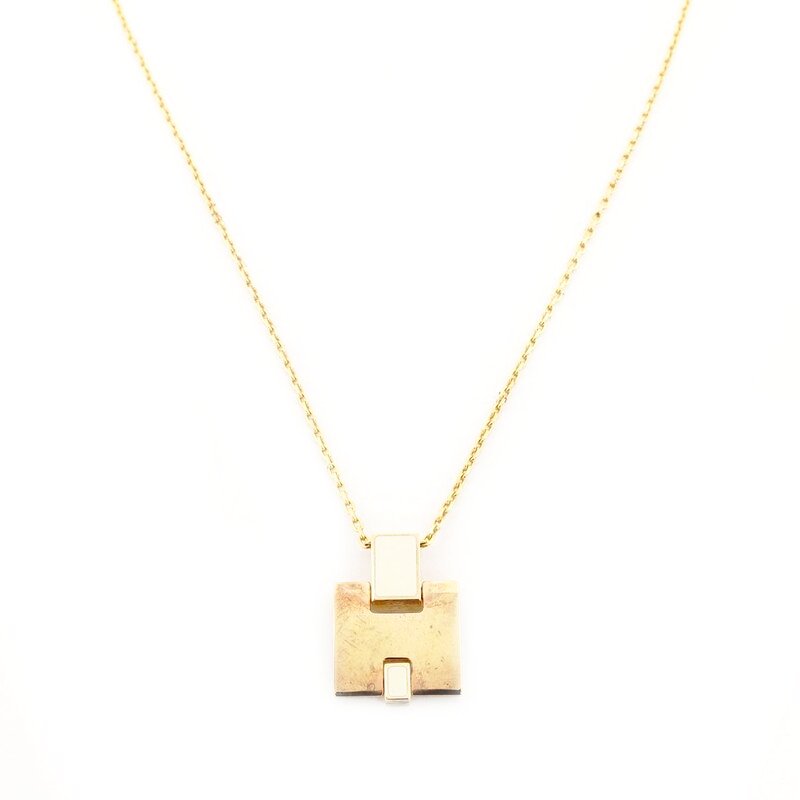 Hermès HERMES Irene Necklace Off-White × Gold H Logo H Ash 7-6-449