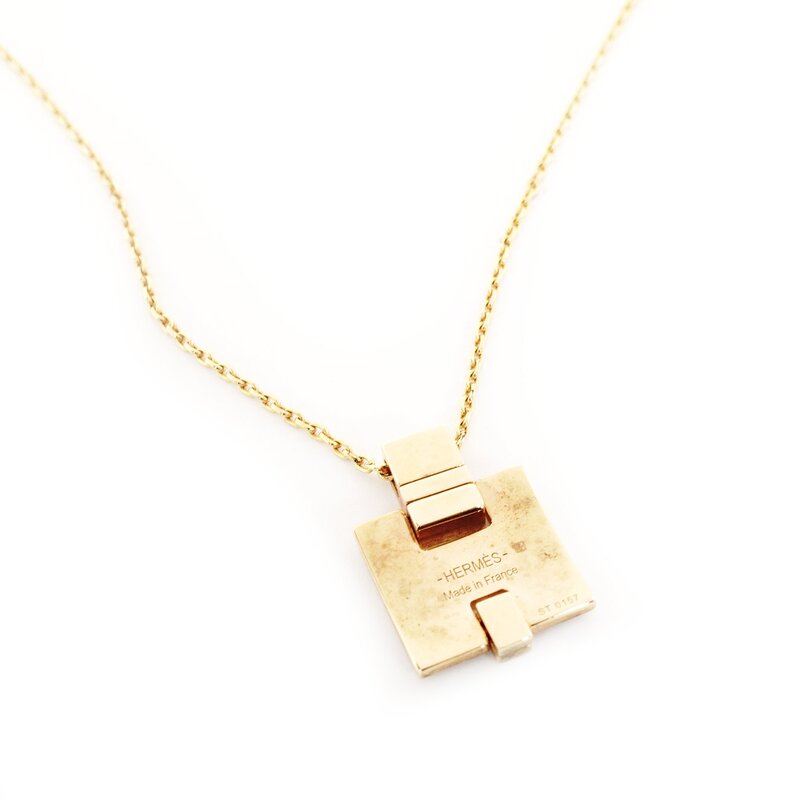 Hermès HERMES Irene Necklace Off-White × Gold H Logo H Ash 7-6-449