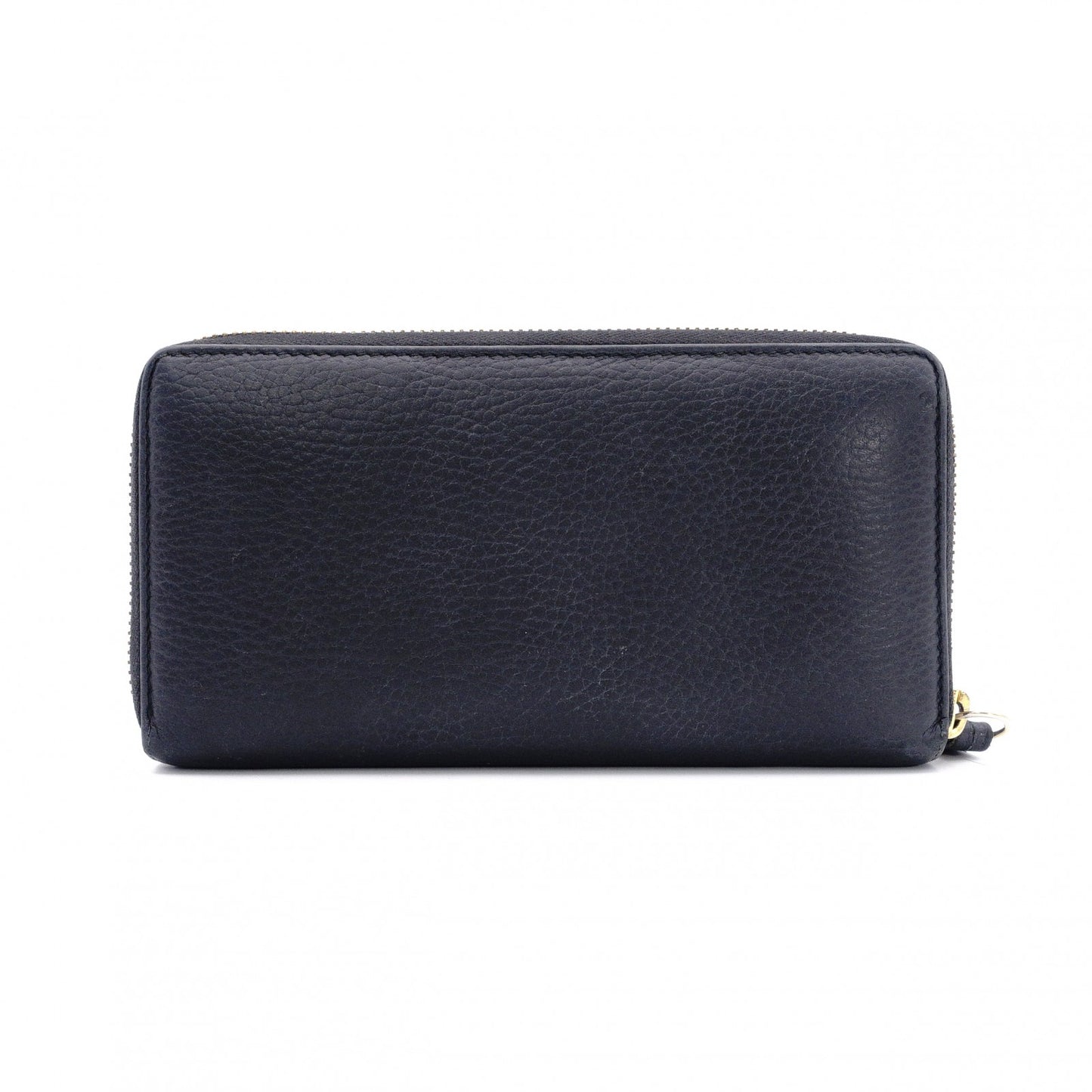 GUCCI Round Zipper GG Marmont Long Wallet, Leather, Black with Gold Hardware
