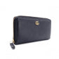 GUCCI Round Zipper GG Marmont Long Wallet, Leather, Black with Gold Hardware