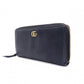 GUCCI Round Zipper GG Marmont Long Wallet, Leather, Black with Gold Hardware