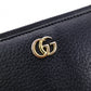 GUCCI Round Zipper GG Marmont Long Wallet, Leather, Black with Gold Hardware