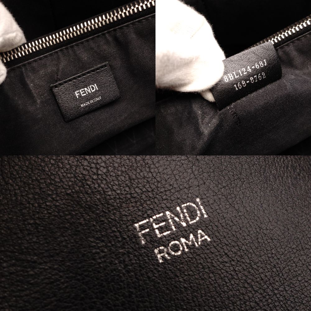 FENDI By the Way Handbag Bugs Limited Edition 2-Way Black Leather Shoulder Bag Apple R801630