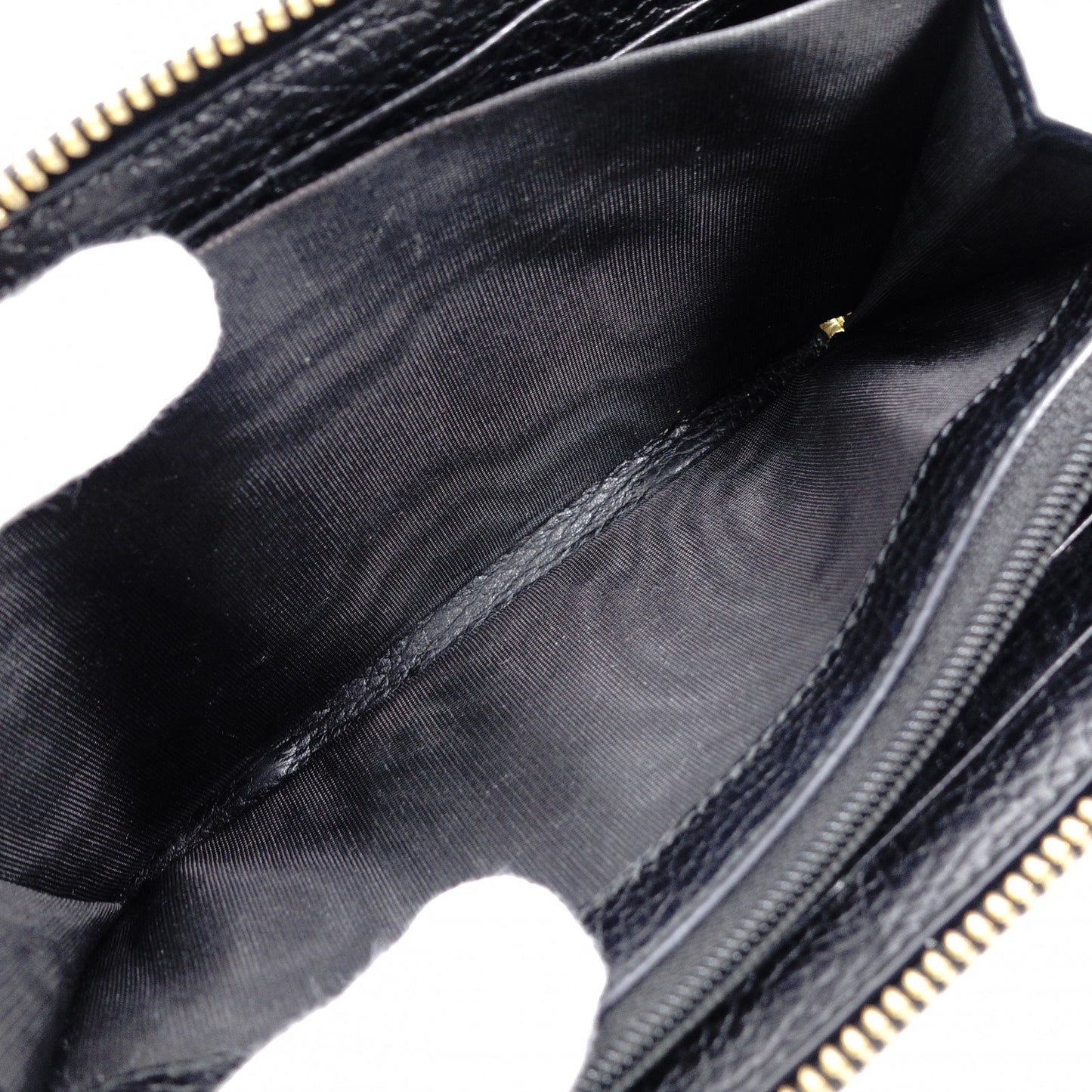 GUCCI Round Zipper GG Marmont Long Wallet, Leather, Black with Gold Hardware