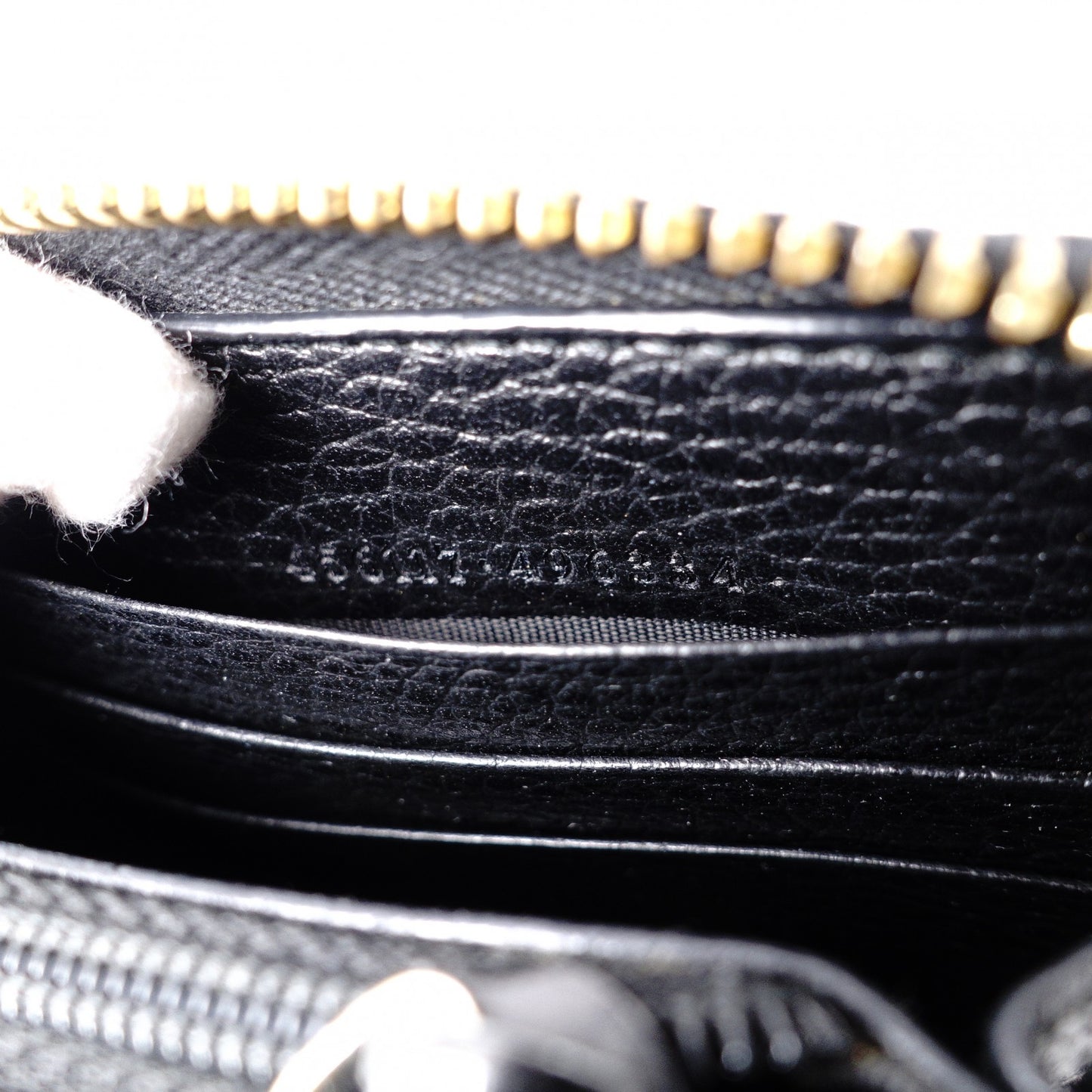 GUCCI Round Zipper GG Marmont Long Wallet, Leather, Black with Gold Hardware