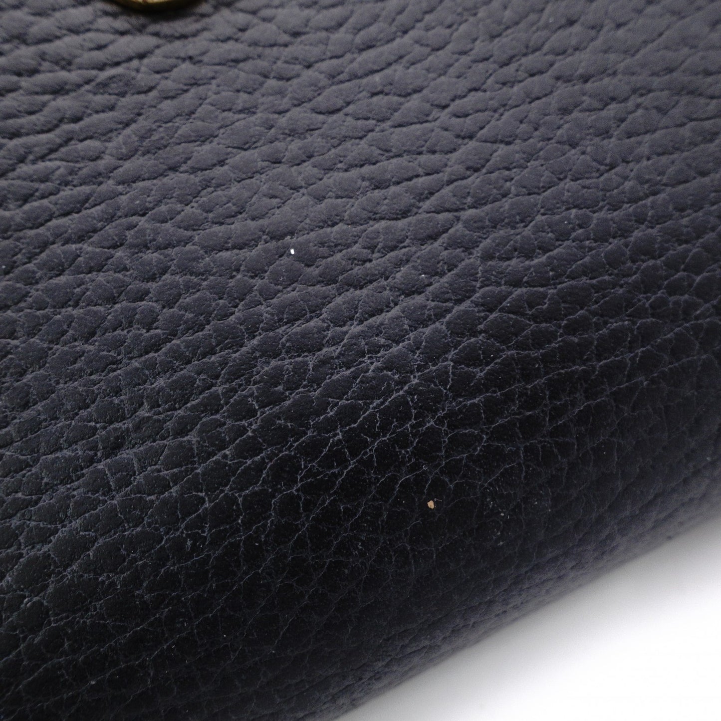 GUCCI Round Zipper GG Marmont Long Wallet, Leather, Black with Gold Hardware