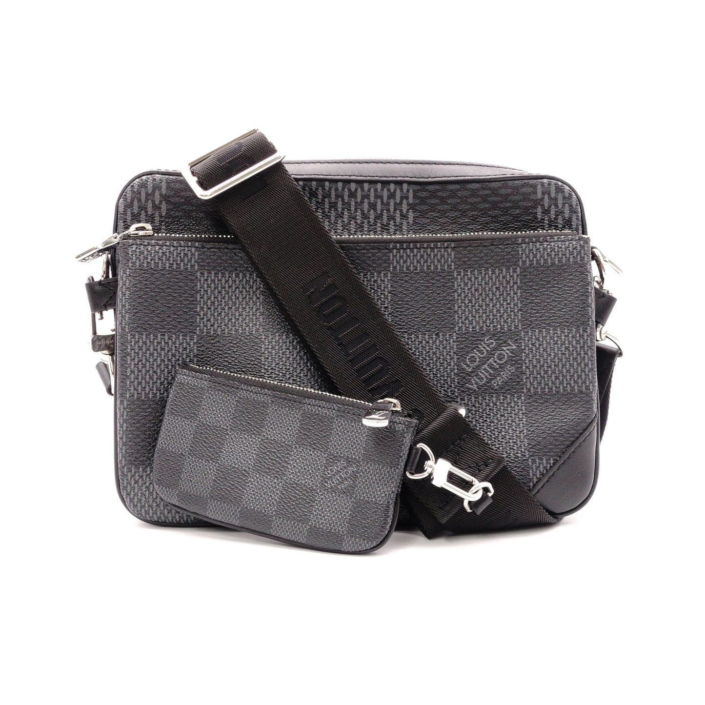 LOUIS VUITTON Trio Messenger 3D Canvas Damier Graphite Handbag, Leather, Gray, Men's