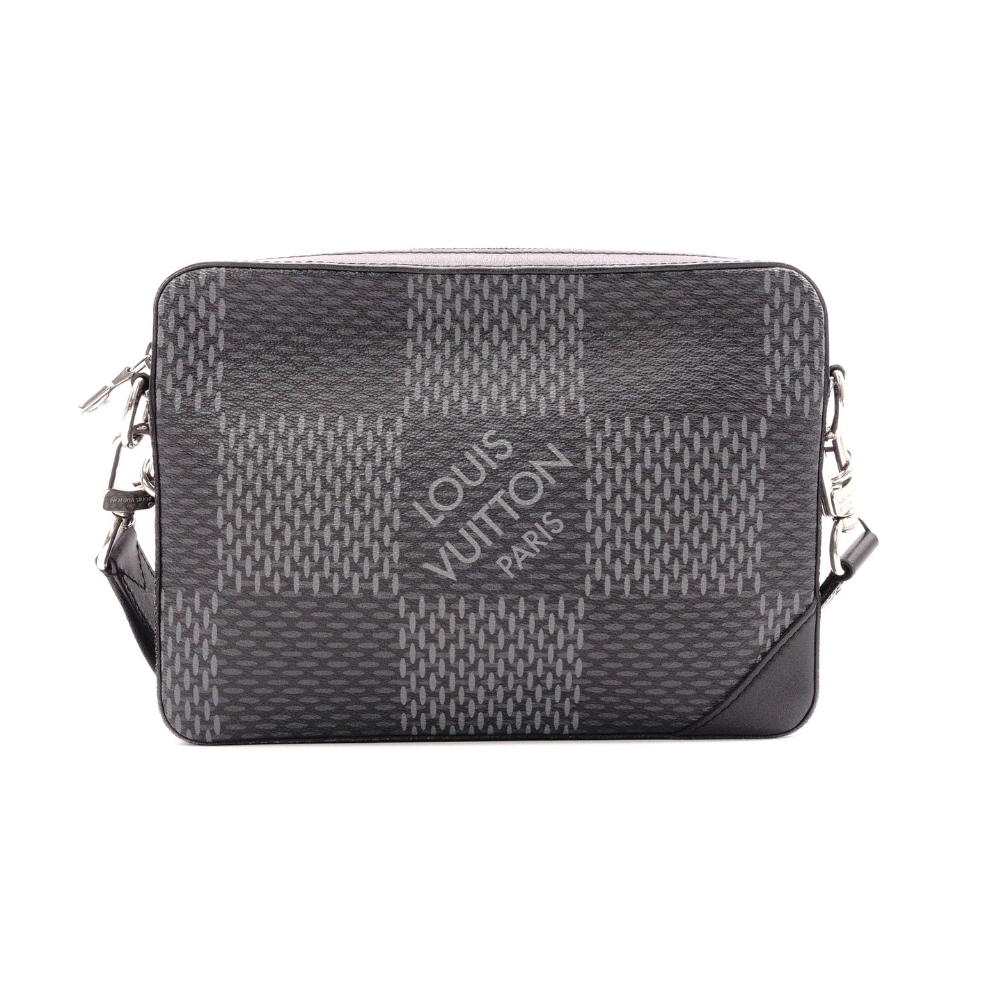 LOUIS VUITTON Trio Messenger 3D Canvas Damier Graphite Handbag, Leather, Gray, Men's