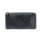 GUCCI Zipper Striped Long Wallet, Leather, Black, L-shaped Zipper